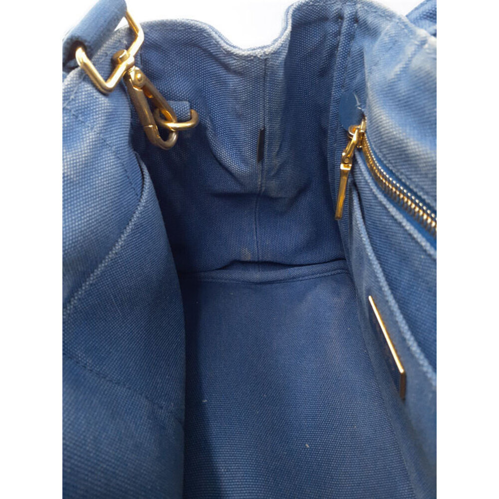 Prada Canapa Tote Denim canvas handbag top handles 2way Blue - Picture 8 of 9